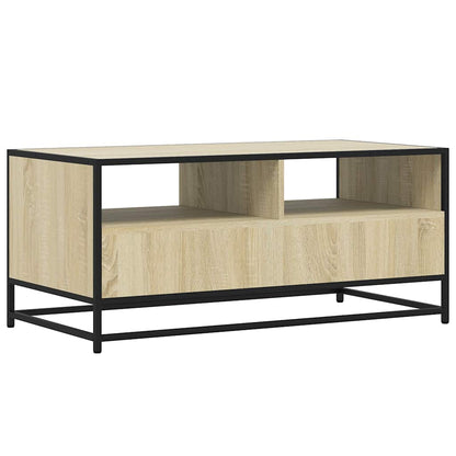 Tavolino Rovere Sonoma 100x50x45 cm Legno Multistrato e Metallo