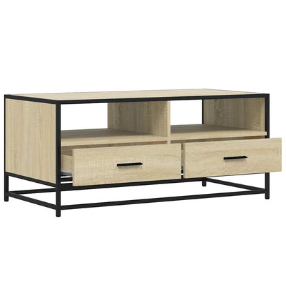 Tavolino Rovere Sonoma 100x50x45 cm Legno Multistrato e Metallo