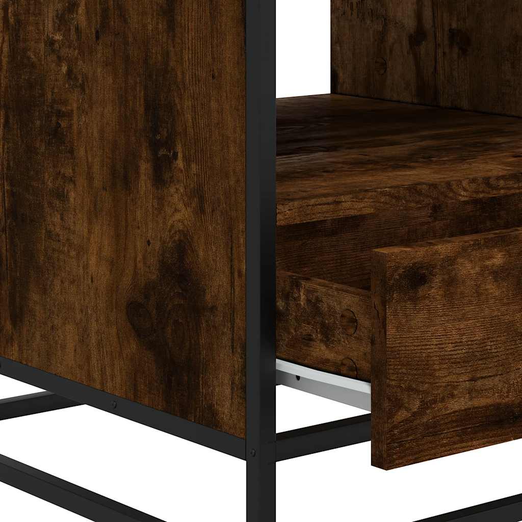 Tavolino Rovere Fumo 100x50x45cm in Legno Multistrato e Metallo