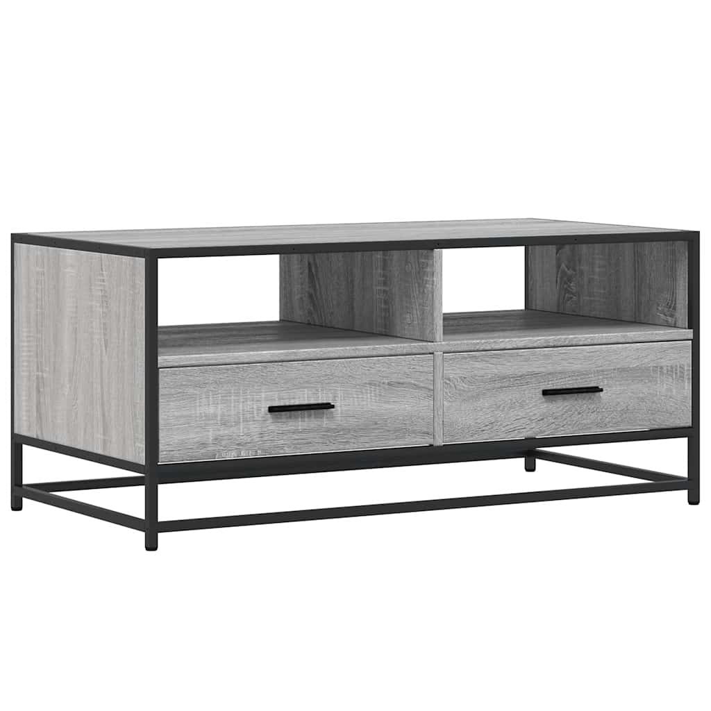 Tavolino Grigio Sonoma 100x50x45 cm Legno Multistrato e Metallo | homemem39