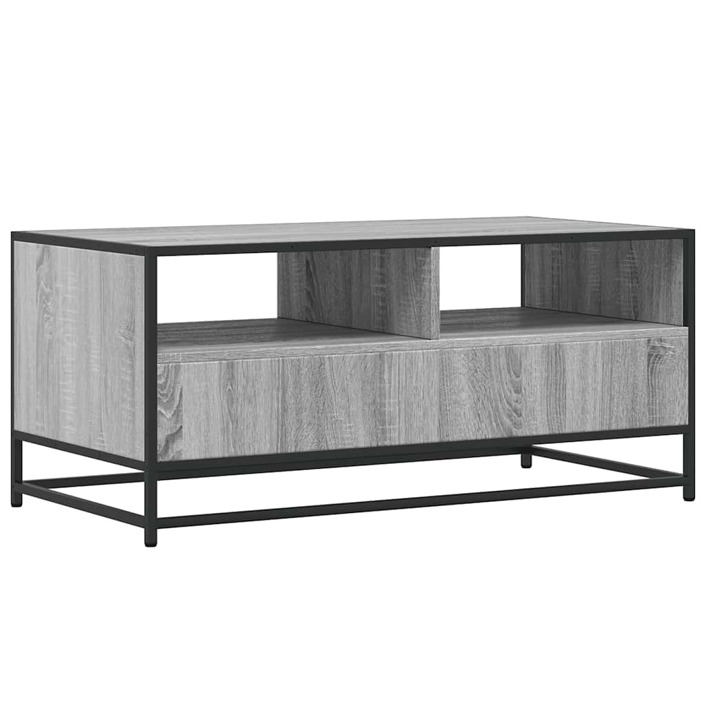 Tavolino Grigio Sonoma 100x50x45 cm Legno Multistrato e Metallo