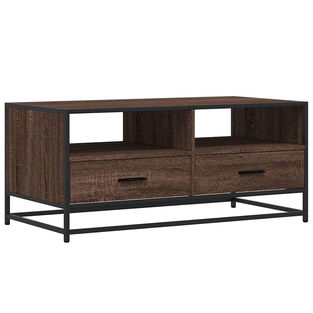 Tavolino Rovere Marrone 100x50x45cm Legno Multistrato e Metallo