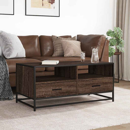 Tavolino Rovere Marrone 100x50x45cm Legno Multistrato e Metallo | homemem39