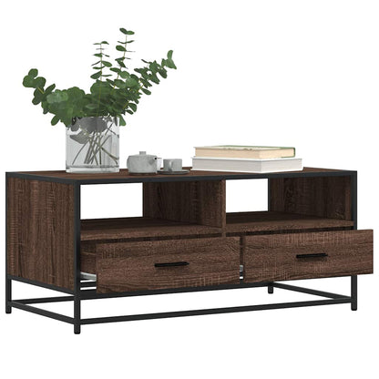 Tavolino Rovere Marrone 100x50x45cm Legno Multistrato e Metallo
