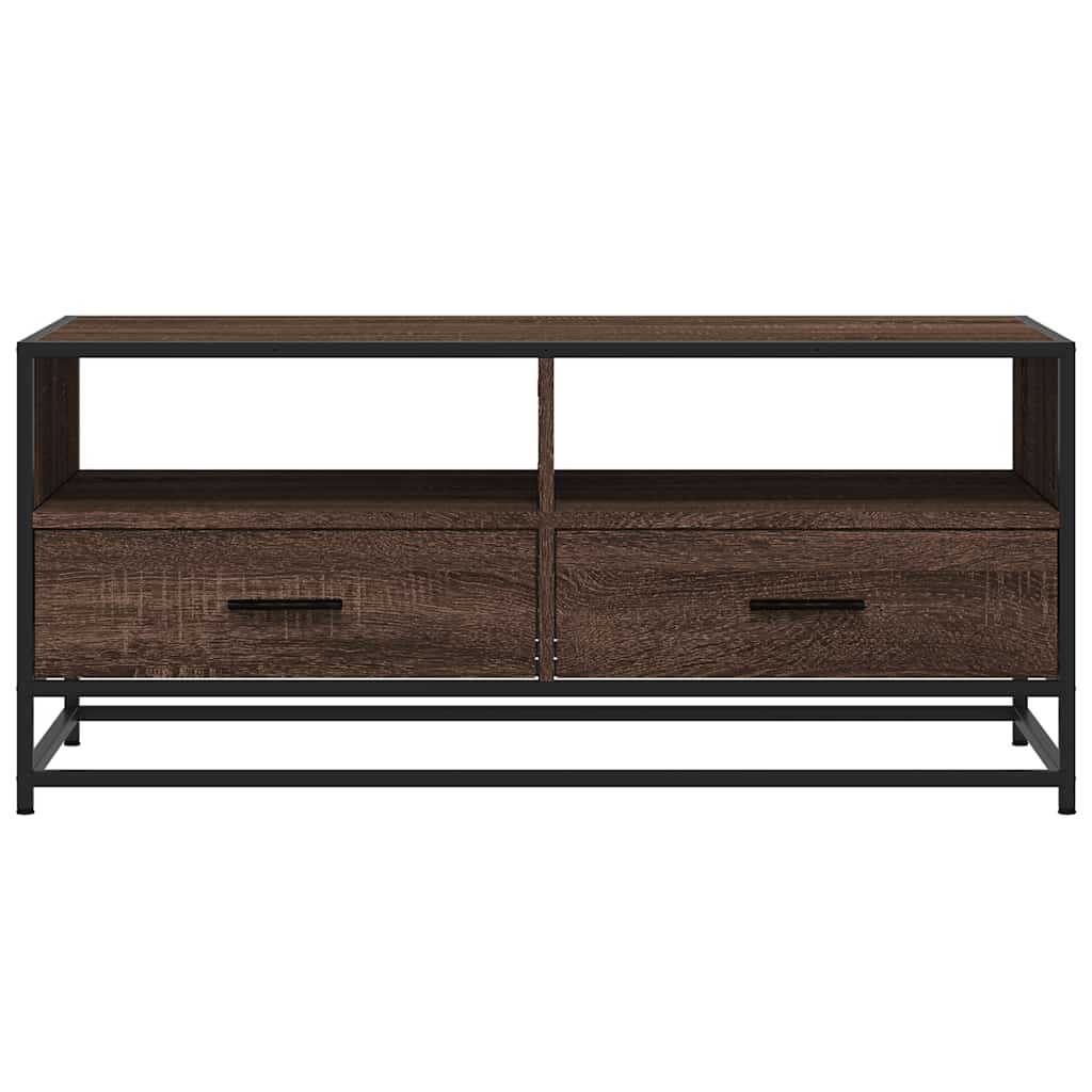 Tavolino Rovere Marrone 100x50x45cm Legno Multistrato e Metallo | homemem39
