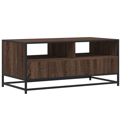 Tavolino Rovere Marrone 100x50x45cm Legno Multistrato e Metallo | homemem39
