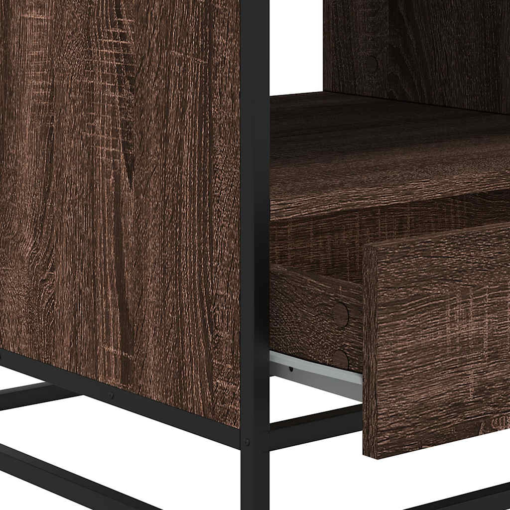 Tavolino Rovere Marrone 100x50x45cm Legno Multistrato e Metallo
