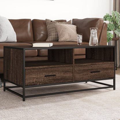 Tavolino Rovere Marrone 100x50x45cm Legno Multistrato e Metallo