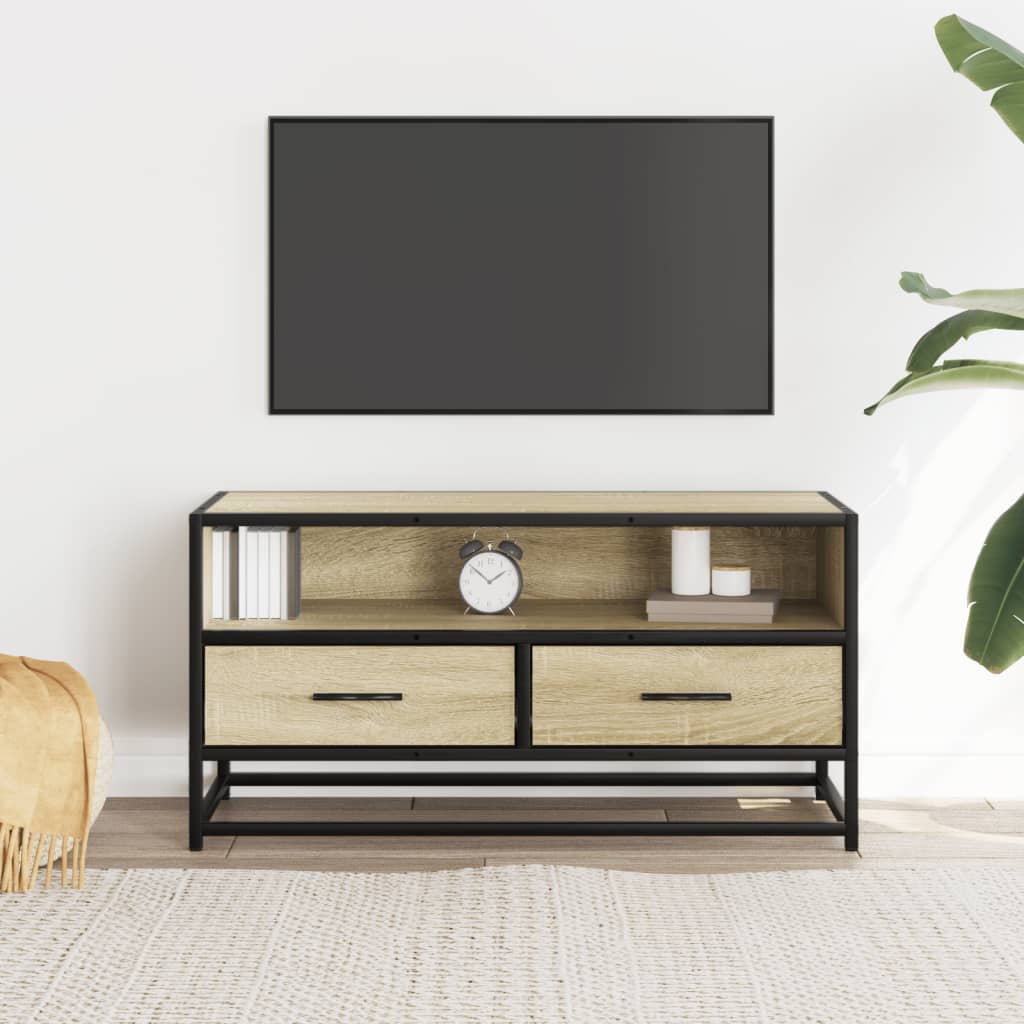 Mobile TV Rovere Sonoma 80x34,5x40 cm Legno Multistrato Metallo - homemem39