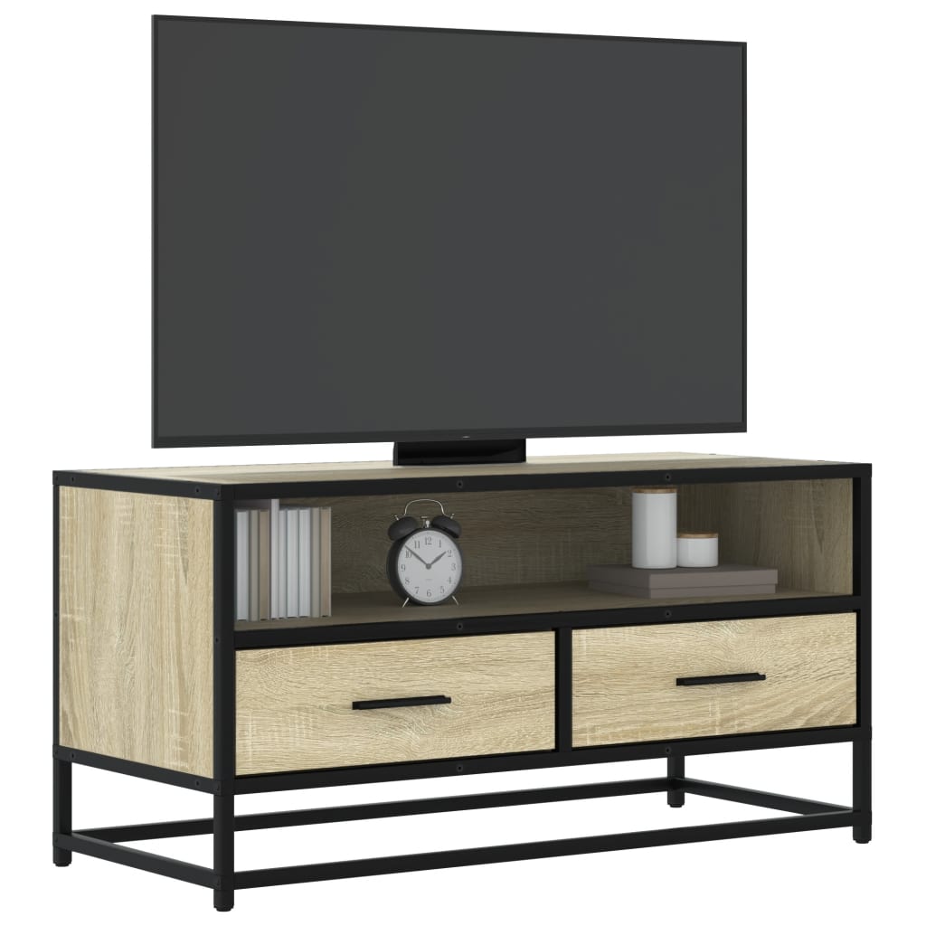 Mobile TV Rovere Sonoma 80x34,5x40 cm Legno Multistrato Metallo - homemem39