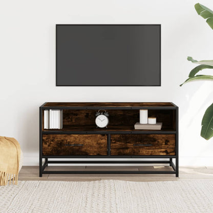 Mobile TV Rovere Fumo 80x34,5x40 cm Legno Multistrato e Metallo - homemem39