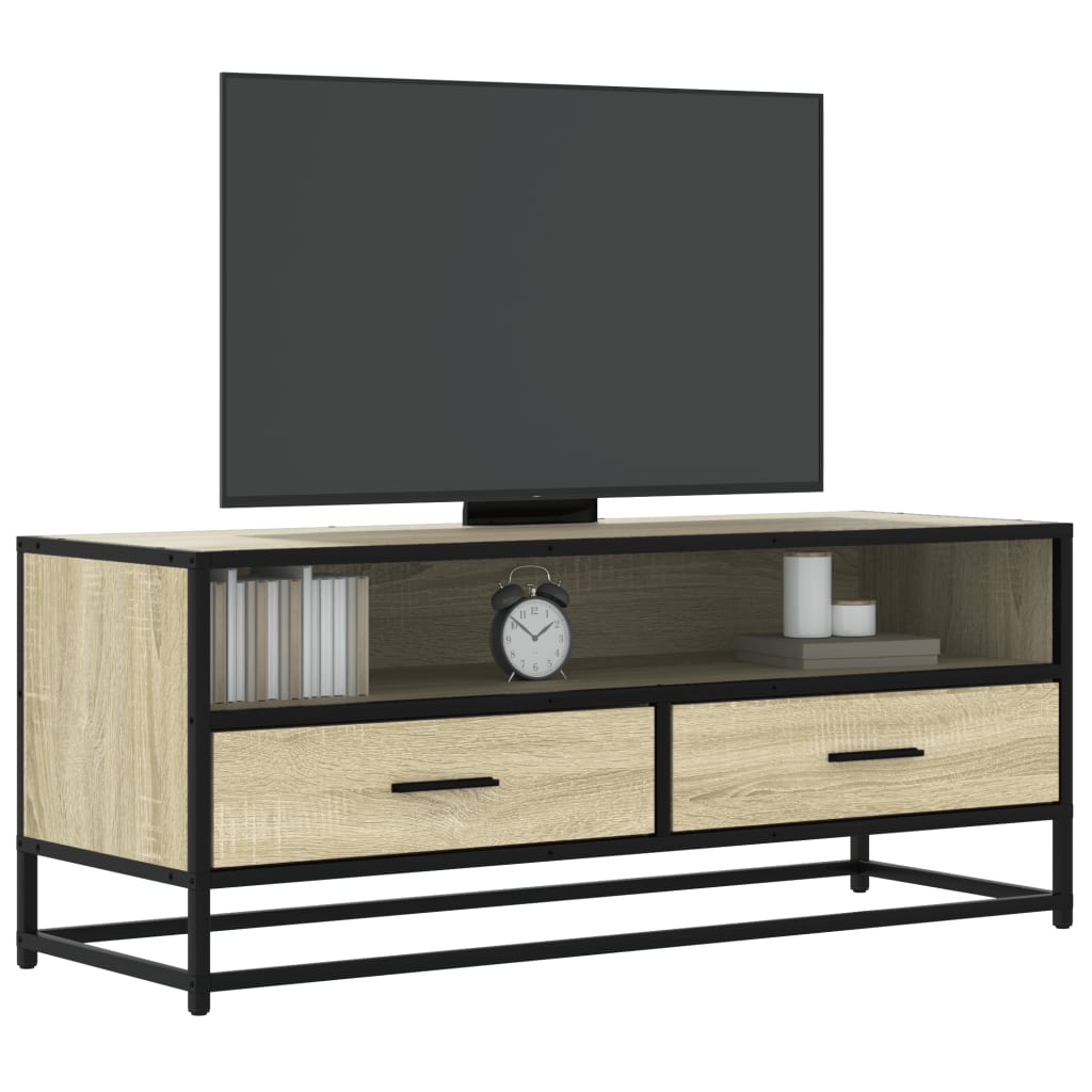 Mobile TV Rovere Sonoma 100x34,5x40cm Legno Multistrato Metallo - homemem39