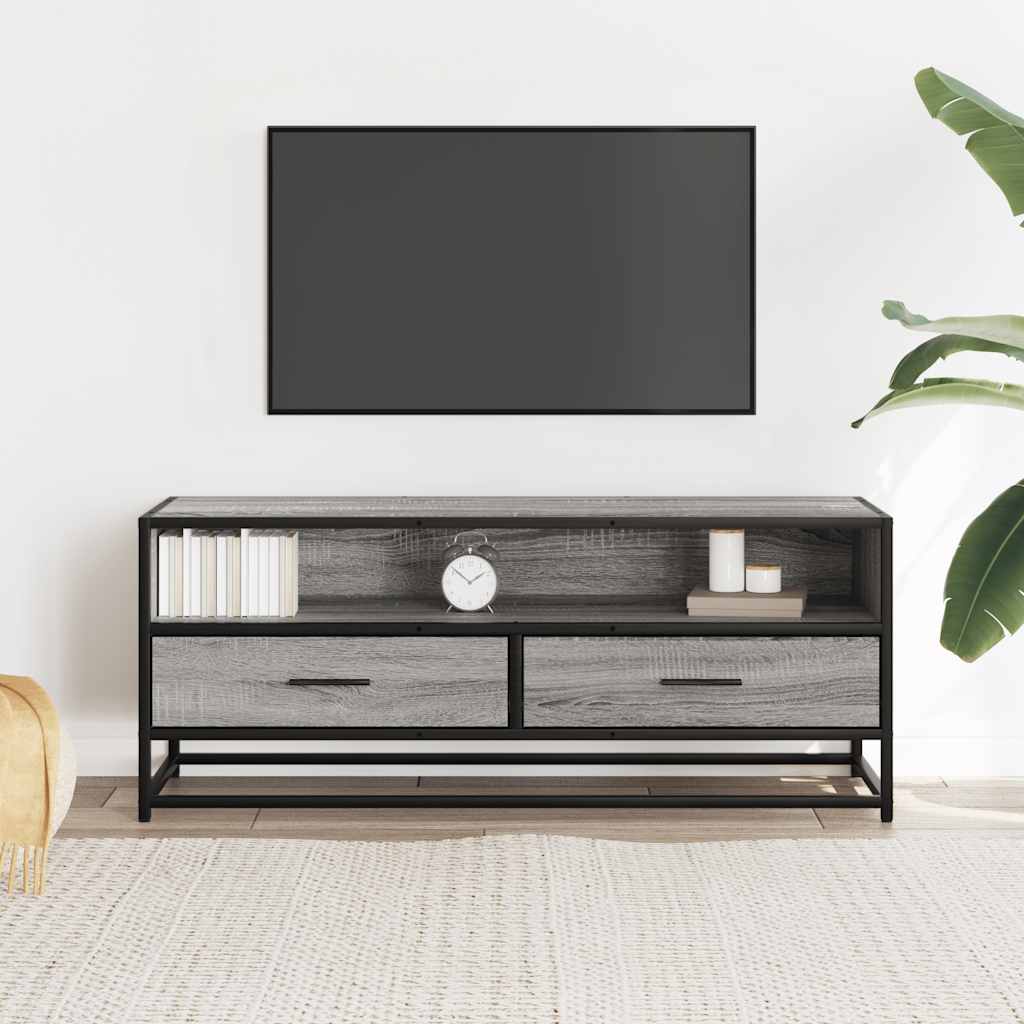 Mobile TV Grigio Sonoma 100x34,5x40cm Legno Multistrato Metallo - homemem39