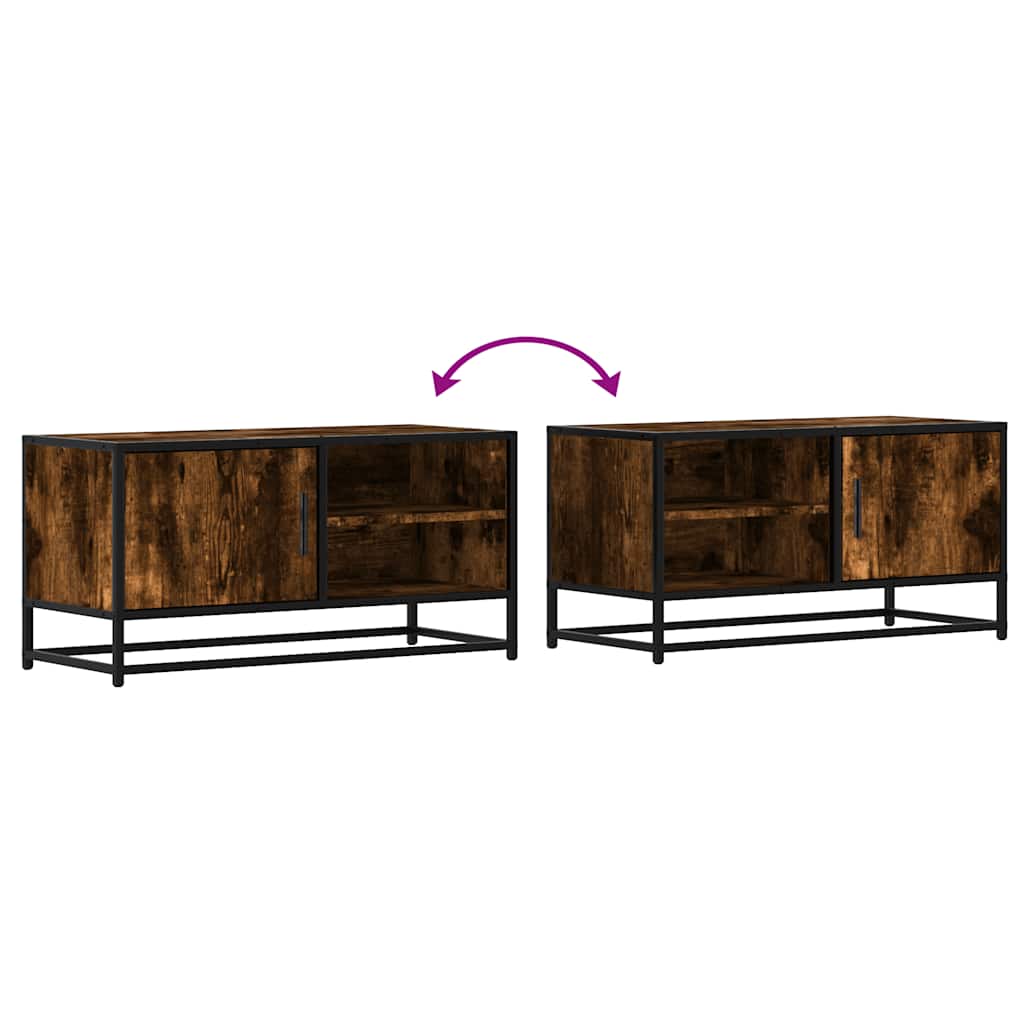 Mobile TV Rovere Fumo 80x34,5x40 cm Legno Multistrato e Metallo - homemem39