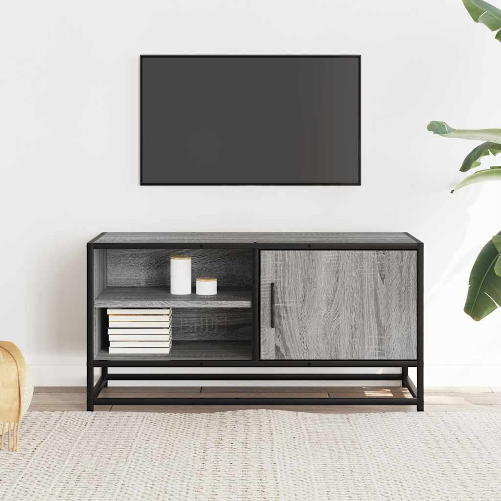 Mobile TV Grigio Sonoma 80x34,5x40 cm Legno Multistrato Metallo