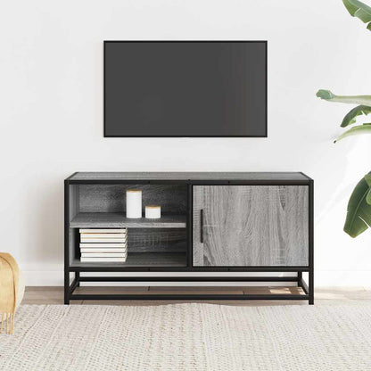 Mobile TV Grigio Sonoma 80x34,5x40 cm Legno Multistrato Metallo