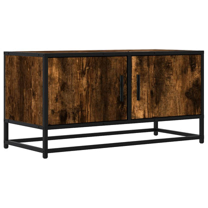 Mobile TV Rovere Fumo 80x34,5x40 cm Legno Multistrato e Metallo | homemem39
