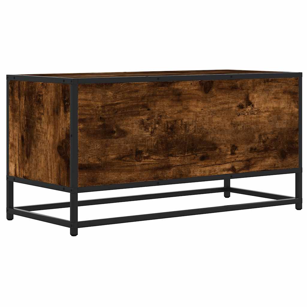 Mobile TV Rovere Fumo 80x34,5x40 cm Legno Multistrato e Metallo | homemem39