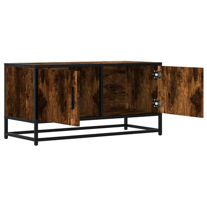 Mobile TV Rovere Fumo 80x34,5x40 cm Legno Multistrato e Metallo | homemem39