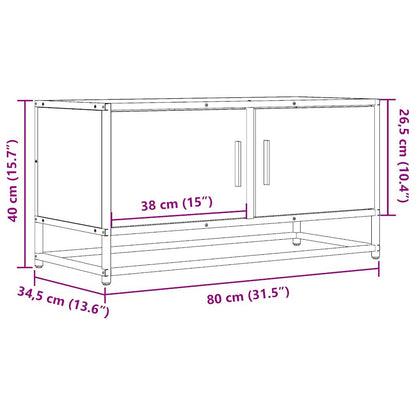 Mobile TV Rovere Fumo 80x34,5x40 cm Legno Multistrato e Metallo | homemem39