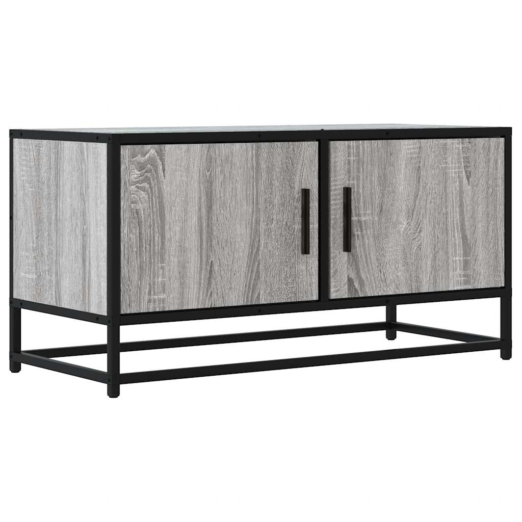 Mobile TV Grigio Sonoma 80x34,5x40 cm Legno Multistrato Metallo - homemem39