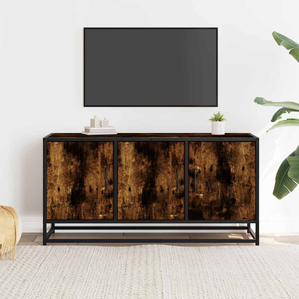 Mobile TV Rovere Fumo 100x35x50 cm Legno Multistrato e Metallo - homemem39