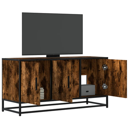 Mobile TV Rovere Fumo 100x35x50 cm Legno Multistrato e Metallo - homemem39