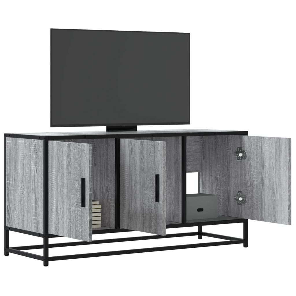 Mobile TV Grigio Sonoma 100x35x50 cm Legno Multistrato Metallo - homemem39