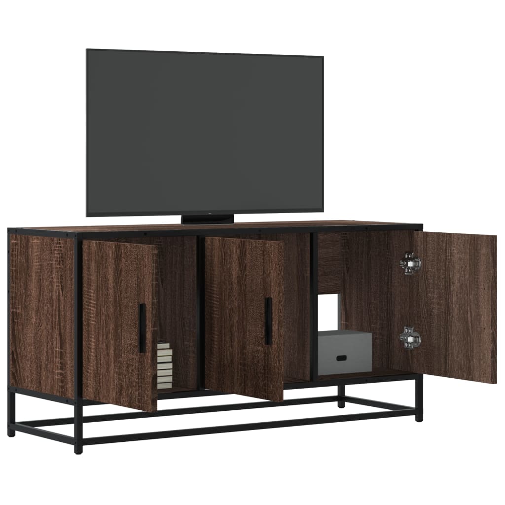 Mobile TV Rovere Marrone 100x35x50 cm Legno Multistrato Metallo - homemem39
