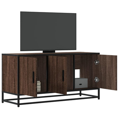 Mobile TV Rovere Marrone 100x35x50 cm Legno Multistrato Metallo - homemem39