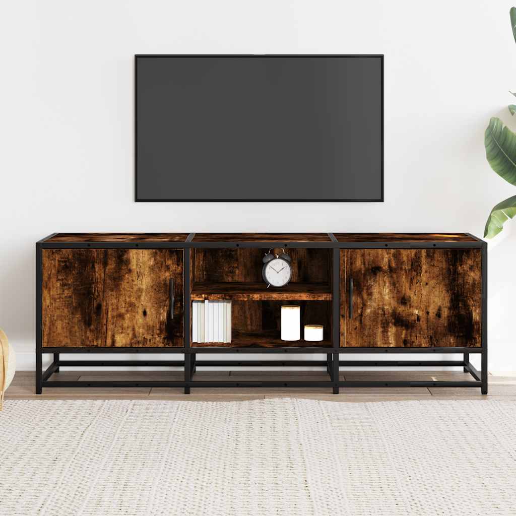 Mobile TV Rovere Fumo 120x35x41 cm Legno Multistrato e Metallo - homemem39