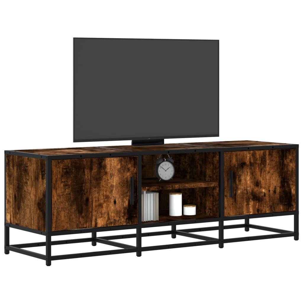Mobile TV Rovere Fumo 120x35x41 cm Legno Multistrato e Metallo - homemem39