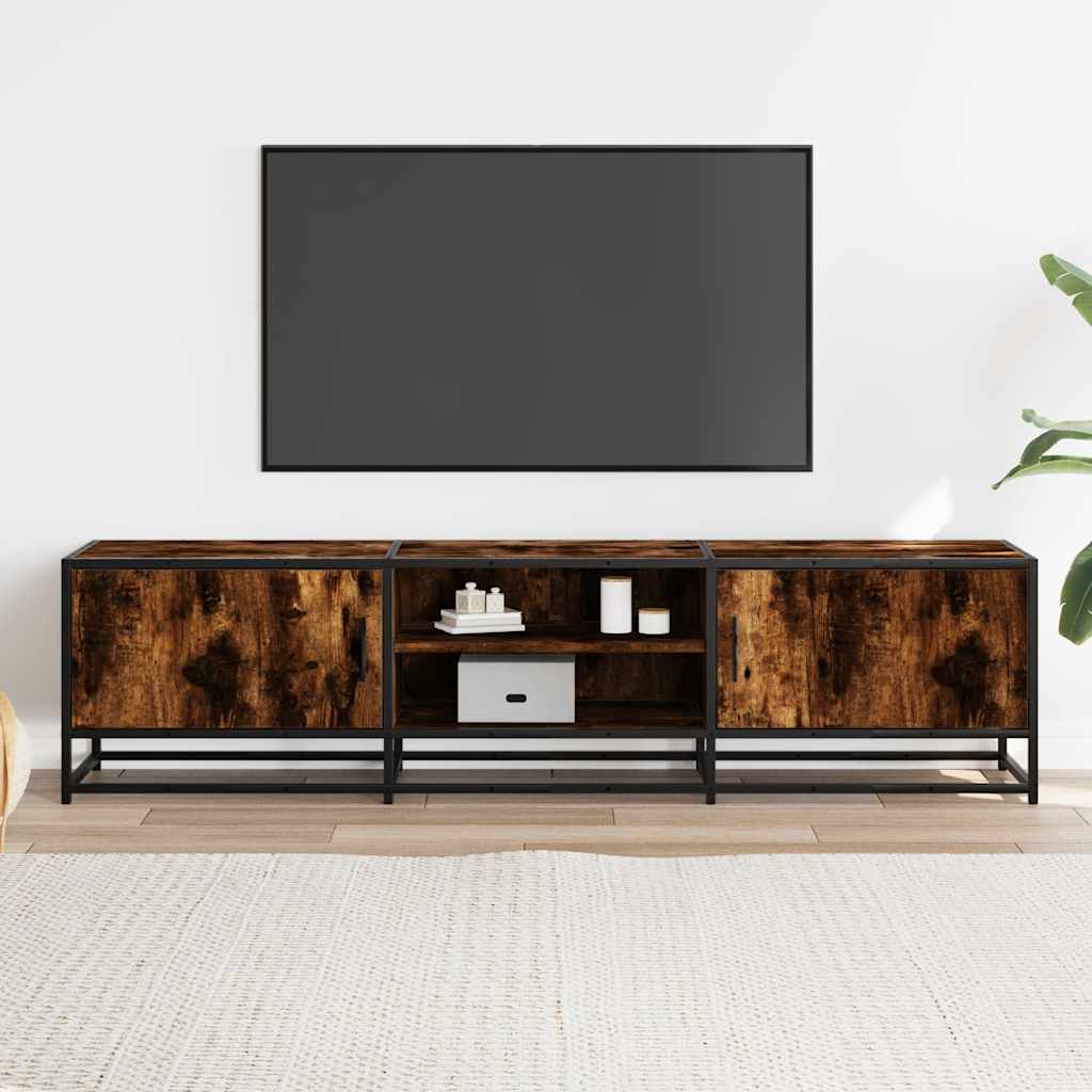 Mobile TV Rovere Fumo 160x35x41 cm Legno Multistrato e Metallo - homemem39