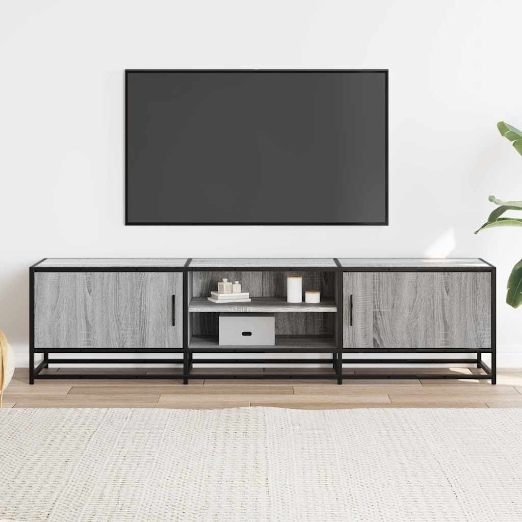 Mobile TV Grigio Sonoma 160x35x41cm Legno Multistrato e Metallo - homemem39