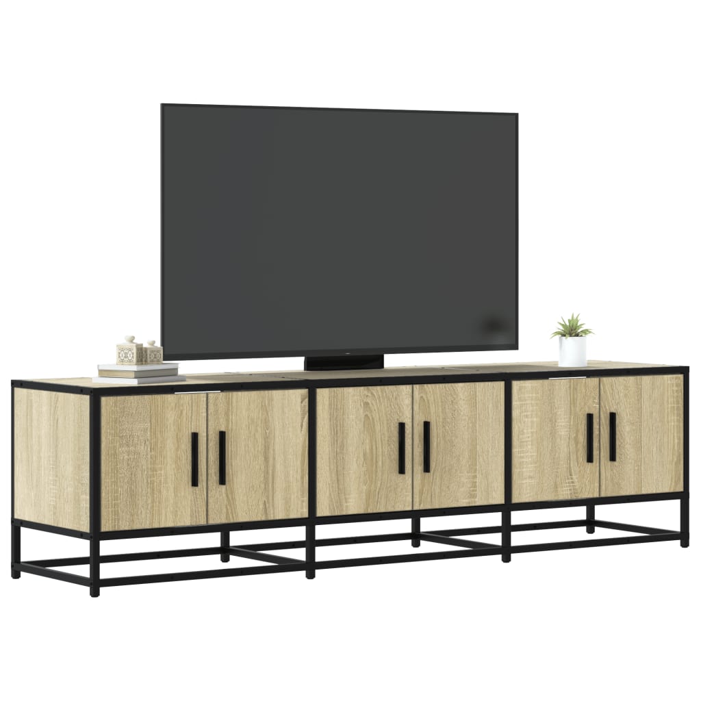 Mobile TV Rovere Sonoma 150x35x41 cm in Truciolato e Metallo - homemem39