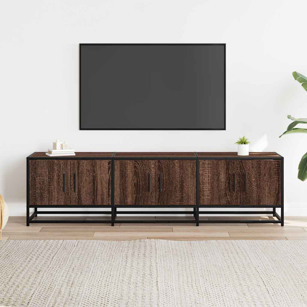 Mobile TV Rovere Marrone 150x35x41 cm in Truciolato e Metallo - homemem39