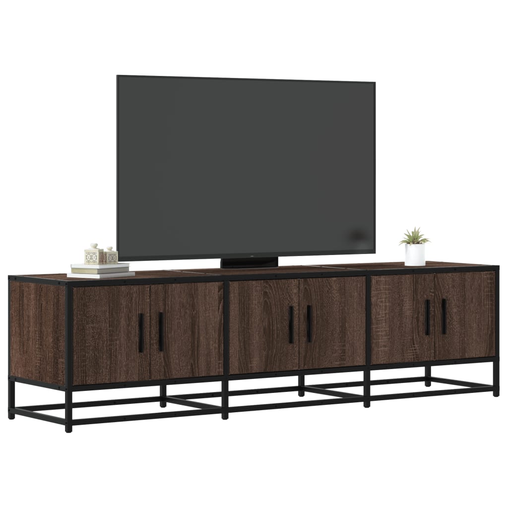Mobile TV Rovere Marrone 150x35x41 cm in Truciolato e Metallo - homemem39
