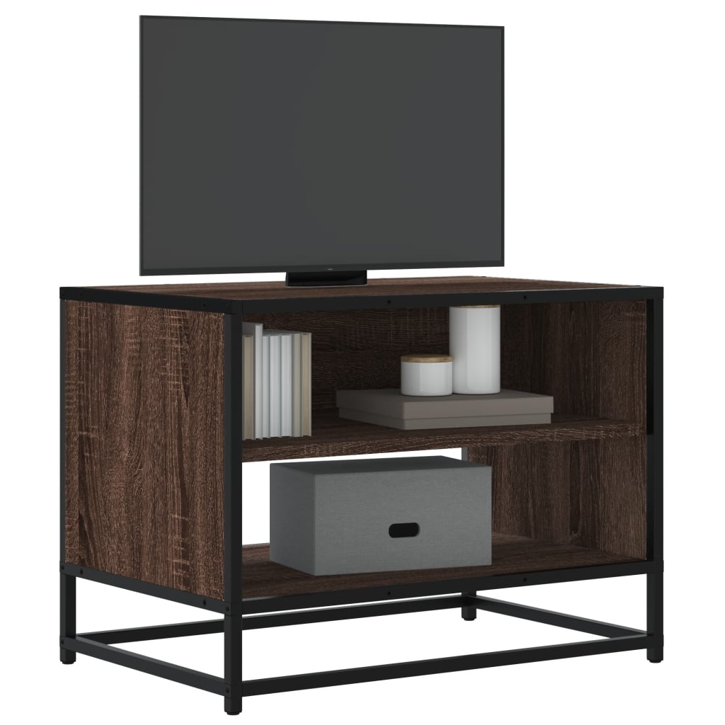 Mobile TV Rovere Marrone 61x40x46 cm Legno Multistrato Metallo - homemem39