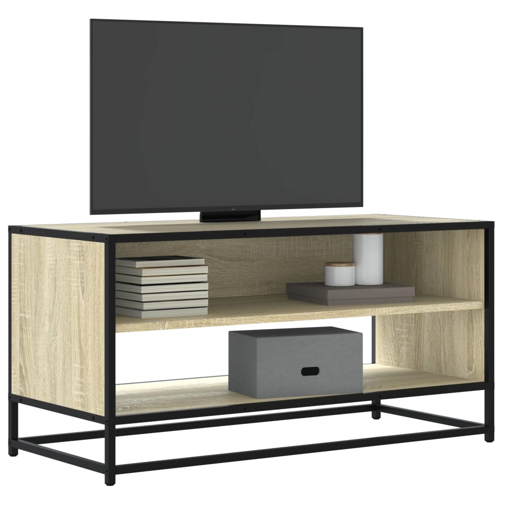 Mobile TV Rovere Sonoma 91x40x46 cm Legno Multistrato e Metallo - homemem39
