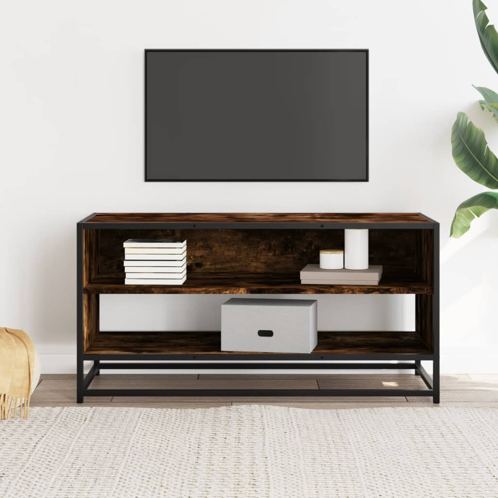 Mobile TV Rovere Fumo 91x40x46 cm Legno Multistrato e Metallo - homemem39