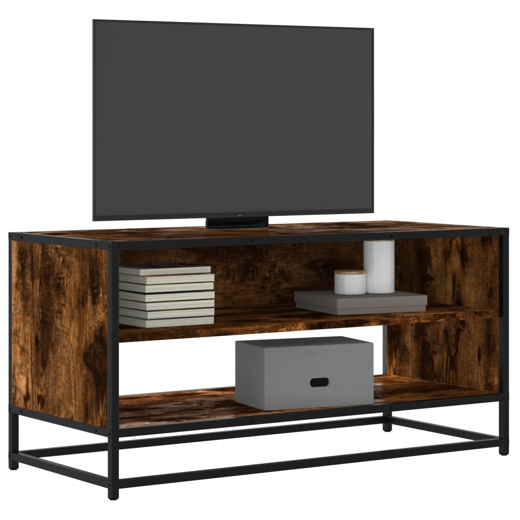 Mobile TV Rovere Fumo 91x40x46 cm Legno Multistrato e Metallo - homemem39