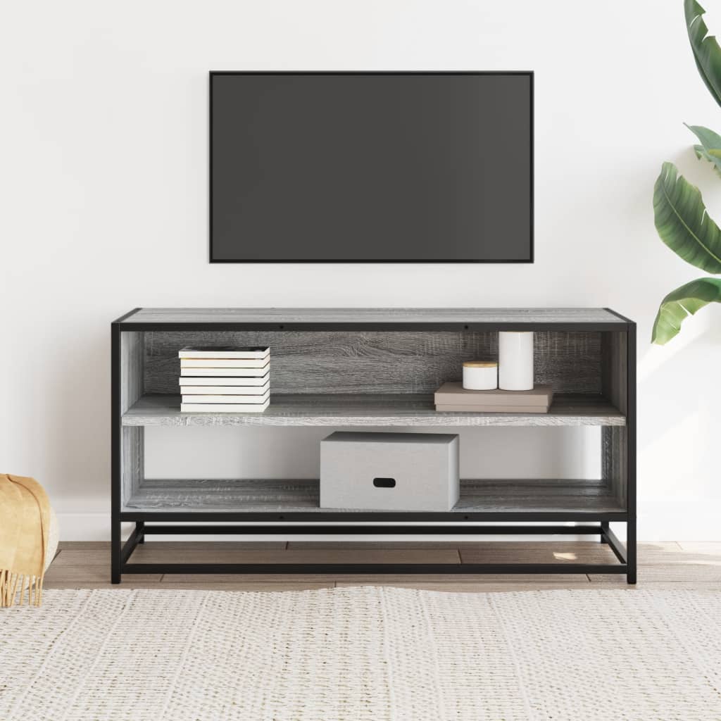 Mobile TV Grigio Sonoma 91x40x46 cm Legno Multistrato e Metallo - homemem39