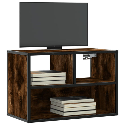 Mobile TV Rovere Fumo 60x31x39,5 cm Legno Multistrato e Metallo - homemem39