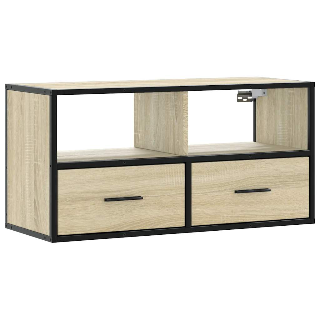 Mobile TV Rovere Sonoma 80x31x39,5 cm Legno Multistrato Metallo - homemem39