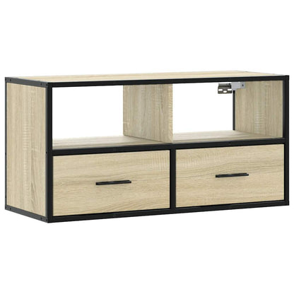 Mobile TV Rovere Sonoma 80x31x39,5 cm Legno Multistrato Metallo - homemem39