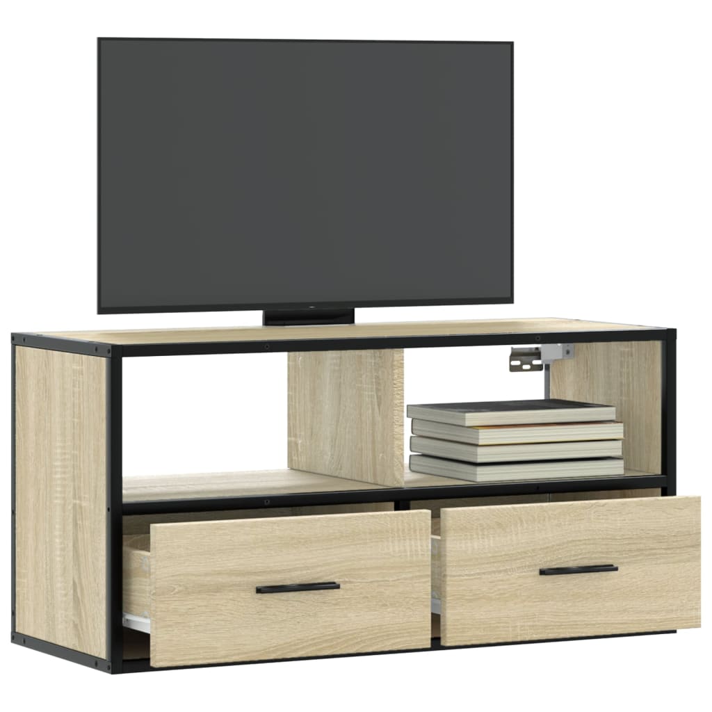Mobile TV Rovere Sonoma 80x31x39,5 cm Legno Multistrato Metallo - homemem39