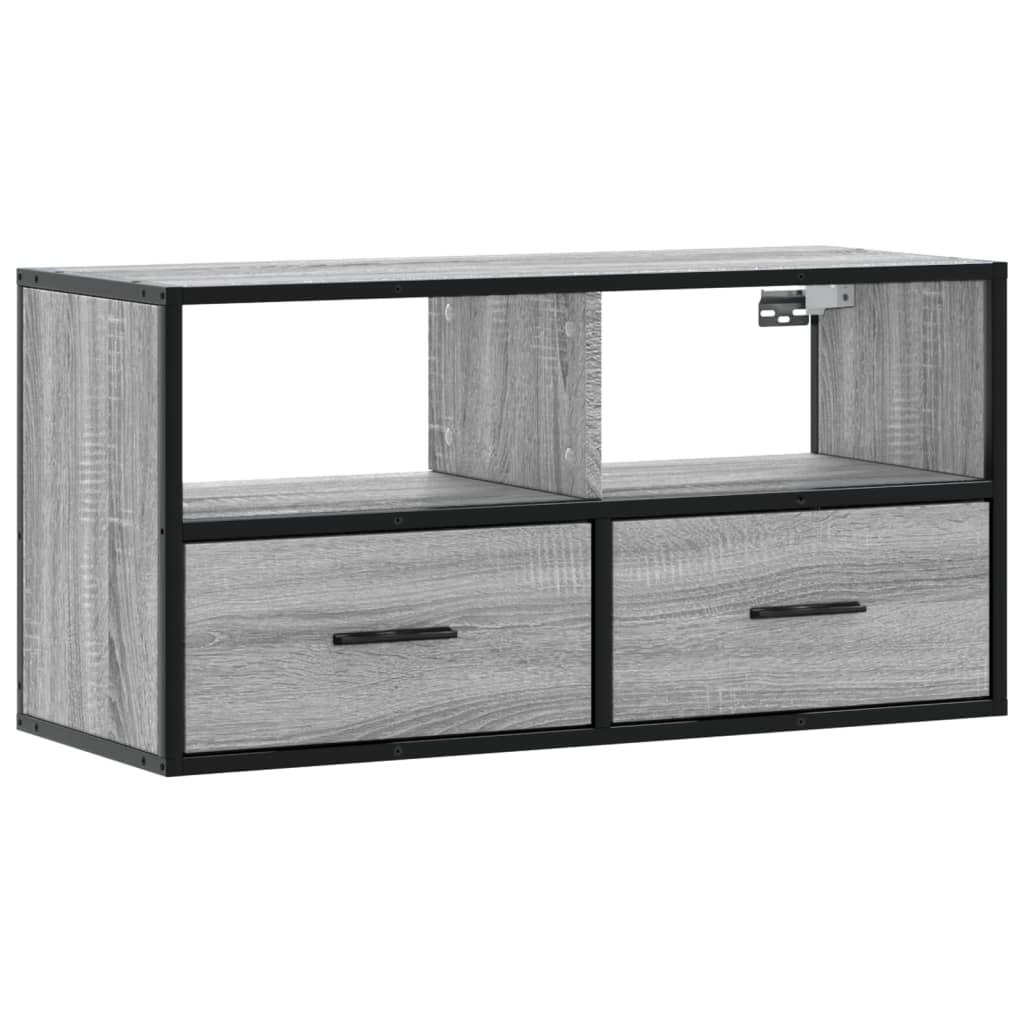 Mobile TV Grigio Sonoma 80x31x39,5 cm Legno Multistrato Metallo - homemem39
