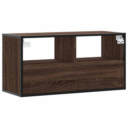 Mobile TV Rovere Marrone 80x31x39,5cm Legno Multistrato Metallo - homemem39