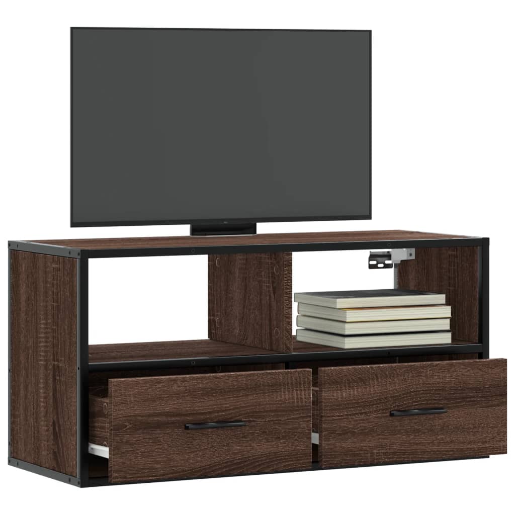 Mobile TV Rovere Marrone 80x31x39,5cm Legno Multistrato Metallo - homemem39