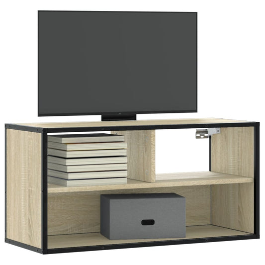 Mobile TV Rovere Sonoma 80x31x39,5 cm Legno Multistrato Metallo - homemem39